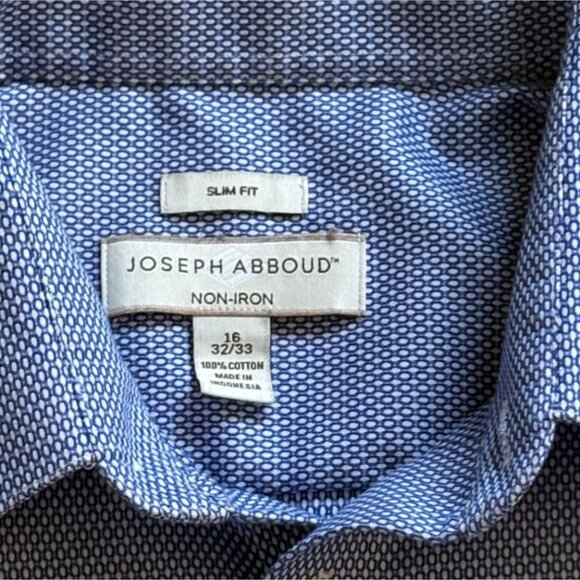Joseph Abboud Mens Button Front'Slim Fit' Shirt-Blue/White-16 32/33(M)-GUC - Picture 4 of 6